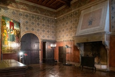 Gradara, İtalya - 29 Mayıs 2018: Malatesta Kalesi Mastio Salonu