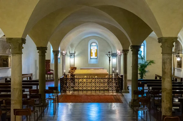 Bobbio Italia Mai 2018 Cripta Abației San Colombano — Fotografie, imagine de stoc