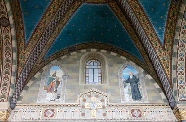 Bobbio Italy May 2018 Detail Frescoes Nineteenth Century Cathedral Santa — Stock Photo, Image