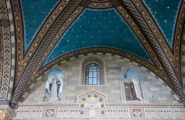 Bobbio Italy May 2018 Detail Frescoes Nineteenth Century Cathedral Santa — Stock Photo, Image