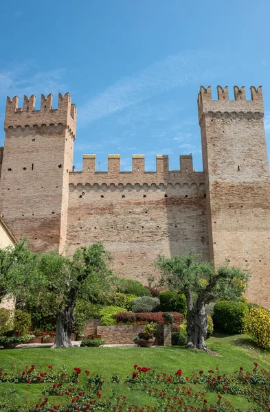 Itália Gradara Vista Das Muralhas Que Rodeiam Aldeia Medieval — Fotografia de Stock