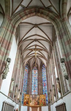 Wurzburg, Germany - July 20, 2021:  The nave of  the Marienkapelle Gothic Church (St. Mary's church)
