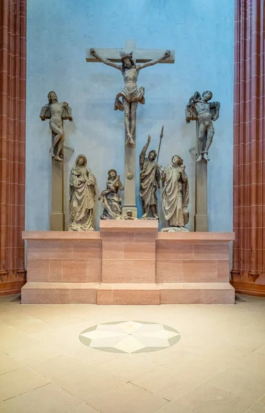 Frankfurt Germany July 2021 Altar Bronze Sculptures Interior Bartholomew Cathedral — 스톡 사진