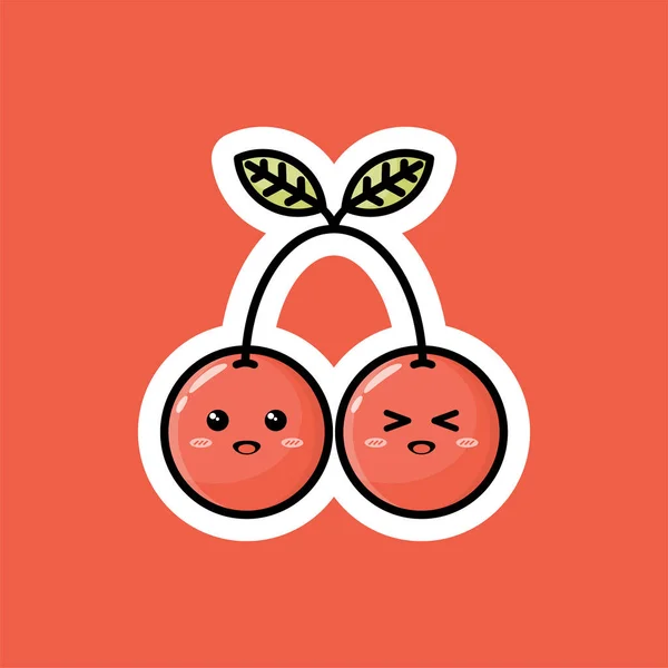Mignon Personnage Dessin Animé Aux Fruits Avec Une Expression Souriante — Image vectorielle