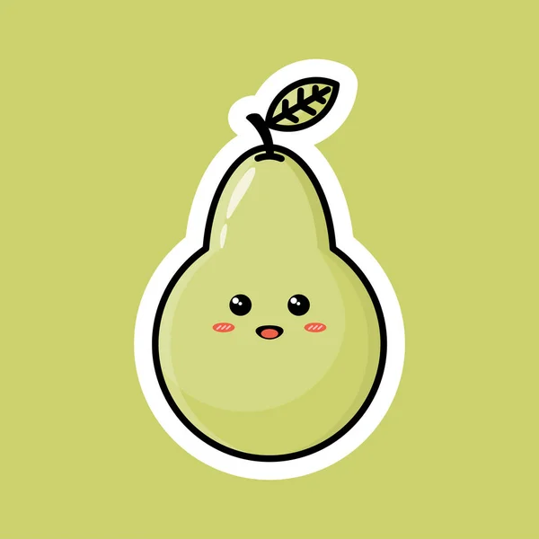 Mignon Personnage Dessin Animé Aux Fruits Avec Une Expression Souriante — Image vectorielle