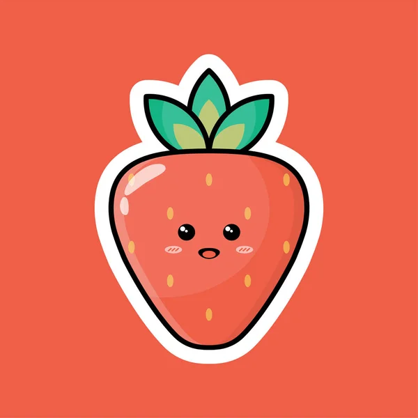 Mignon Personnage Dessin Animé Aux Fruits Avec Une Expression Souriante — Image vectorielle