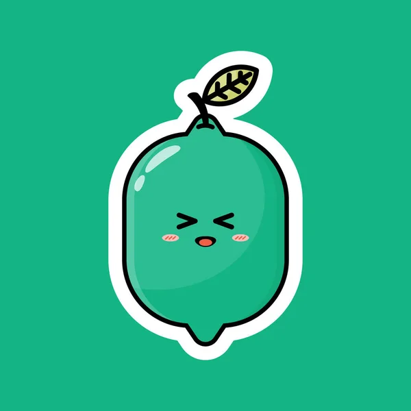 Mignon Personnage Dessin Animé Aux Fruits Avec Une Expression Souriante — Image vectorielle