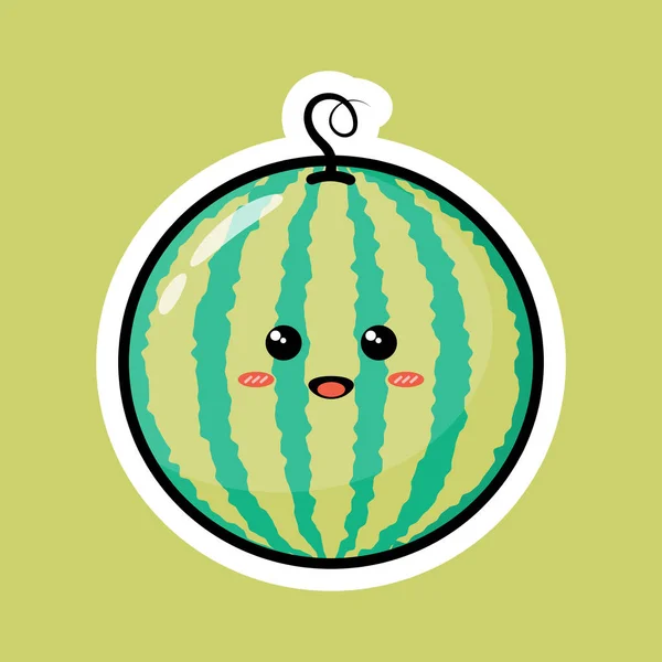 Mignon Personnage Dessin Animé Aux Fruits Avec Une Expression Souriante — Image vectorielle