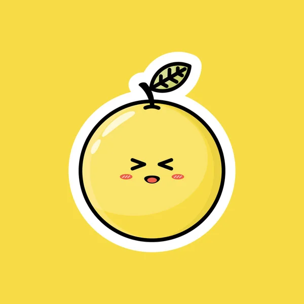 Mignon Personnage Dessin Animé Aux Fruits Avec Une Expression Souriante — Image vectorielle