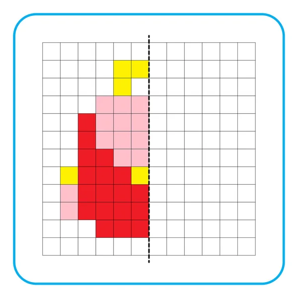 Picture Reflection Educational Game Children Learn Complete Symmetrical Worksheets Preschool — Vector de stock