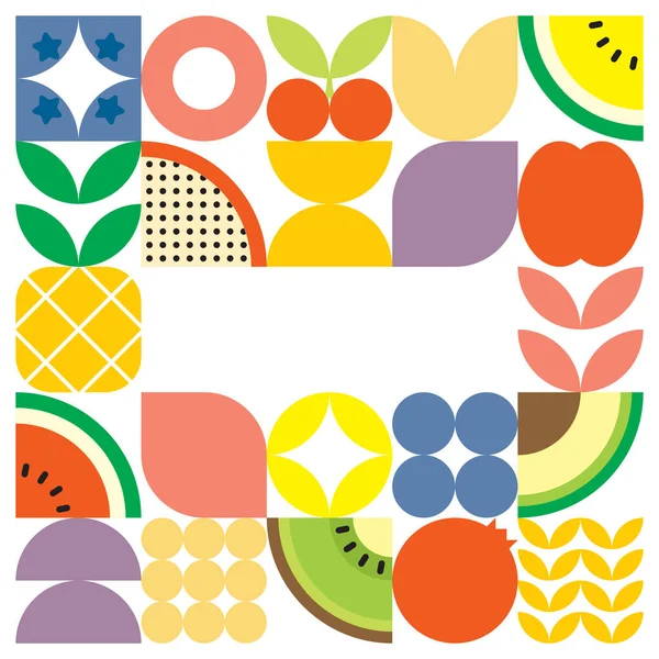 Affiche Art Géométrique Découpée Aux Fruits Frais Été Aux Formes — Image vectorielle