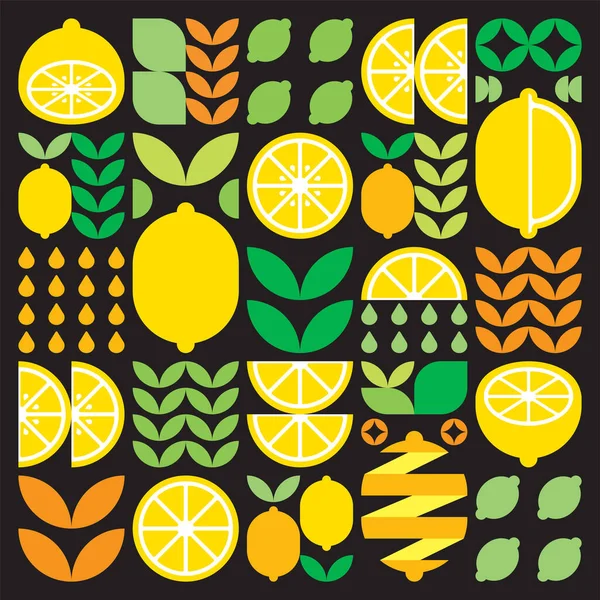 Abstrakt Konstverk Citron Frukt Mönster Ikon Enkel Vektorkonst Geometrisk Illustration — Stock vektor