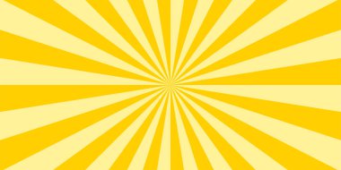 Soyut patlama arkaplanı eğimli sarı renkte. Asya tarzı parıltı etkisi. Güneş ışığı deseni. Radyal ışınların vektör çizimi. Dar ışın. Arka planlar, posterler, afişler, kapaklar için.