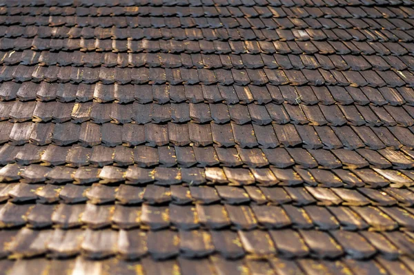 Old Wooden Planks Roof Building Old Wooden Tiles Wooden Tiles — Stock Photo, Image