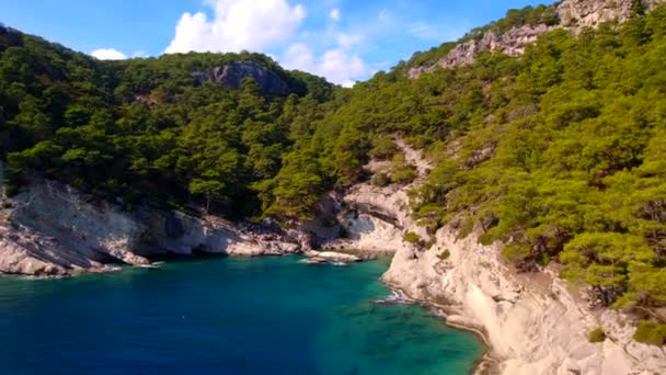 Aerial Photography Mediterranean Coast Antalya Coast Village Kemer Turkey — Stock Video