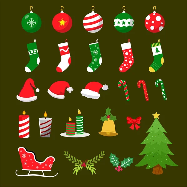 Collection Christmas Element Vector Illustration — 스톡 벡터