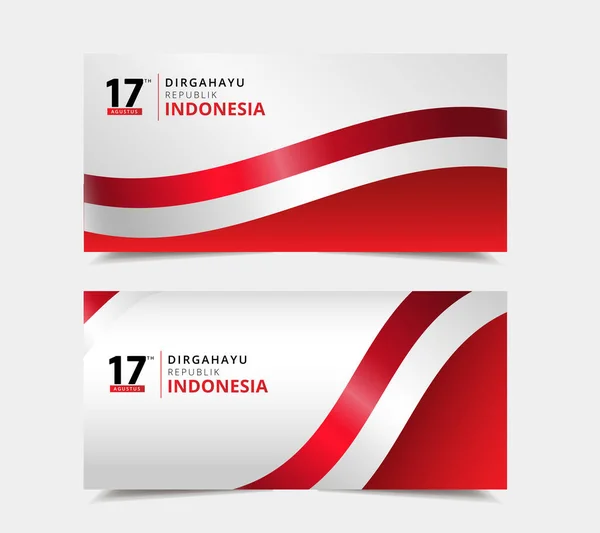 Дизайн Прапора Дня Незалежності Індонезії Хвилею Elegant Indonesia Day Design — стоковий вектор