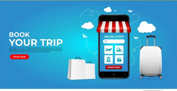 Design Bilhetagem Online Realista Com Smartphone Ticketing Online Sites Aplicativos — Vetor de Stock