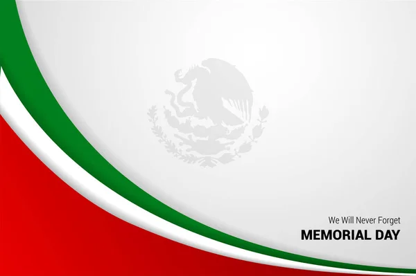 Μεξικό Ημέρα Μνήμης Φόντο Ρεαλιστική Σημαία Του Μεξικού Εικονογράφηση Διάνυσμα — Διανυσματικό Αρχείο