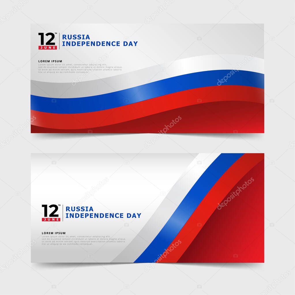 celebration independence day of Russia banners. Russia independence day template with Russian flag