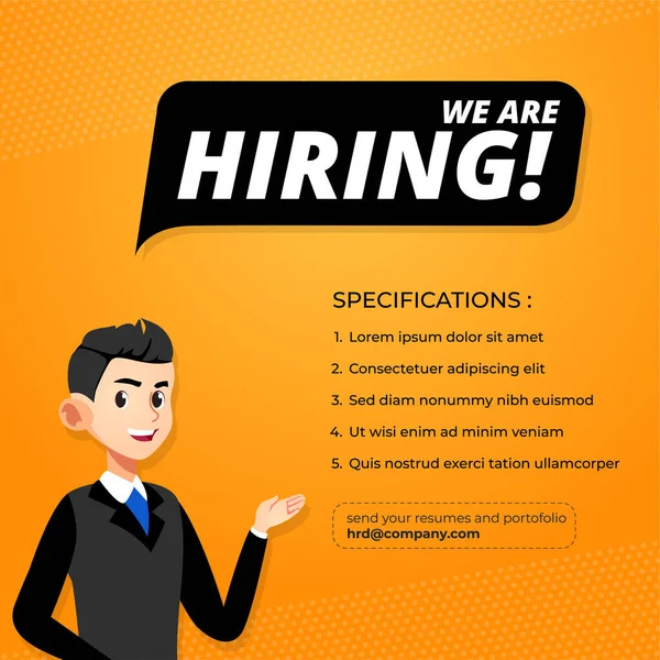 Job Vacancy Template Design Concept Silhouette Businessman Hiring Recruitment Vector — ストックベクタ