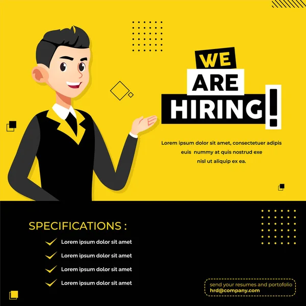 Hiring Recruitment Silhouette Businessman Vector Illustration — ストックベクタ