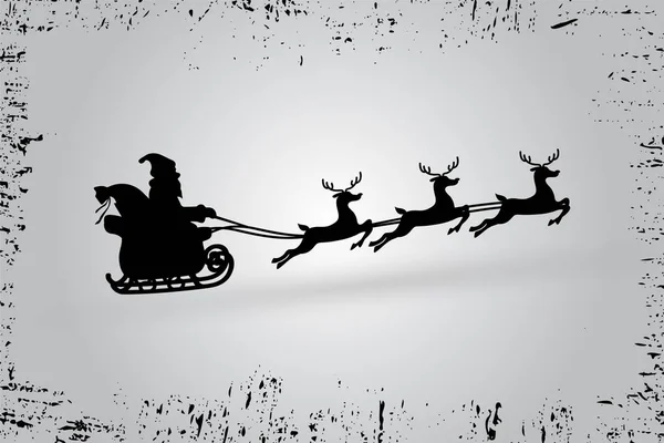 Sillhouette Santa Clause Deer Grunge Pattern — ストックベクタ