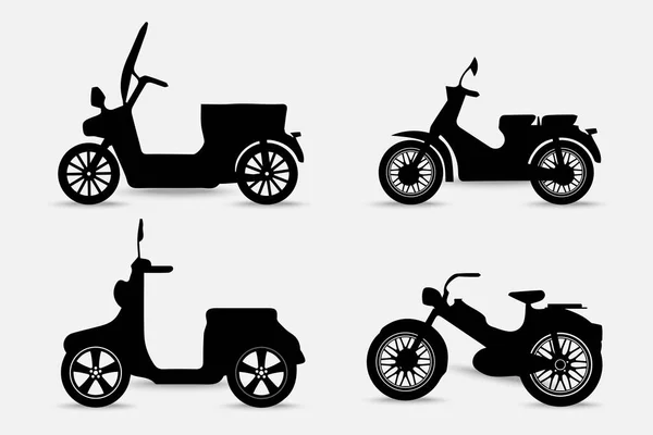Motosiklet Vektör Illüstrasyonunun Silueti Motosiklet Simgesi Tasarımı Paketi — Stok Vektör