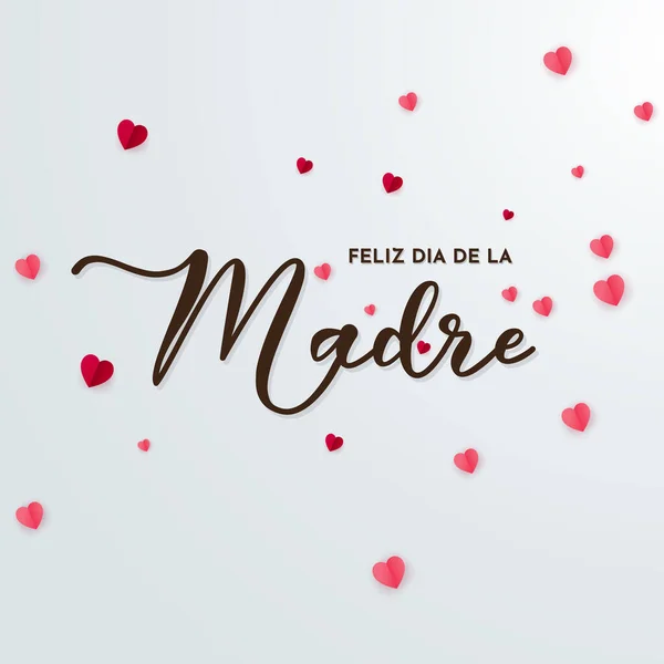 白い背景にピンクのハートが孤立した幸せな母の日のデザインベクトル Feliz Dia Madre背景 — ストックベクタ