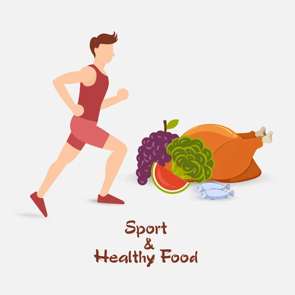Sport Gezonde Voeding Ontwerp Vector Illustratie — Stockvector
