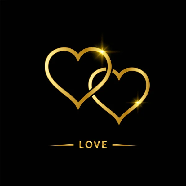 Golden Hearts Design Love Letter Golden Heart Vector Illustration — Stock Vector