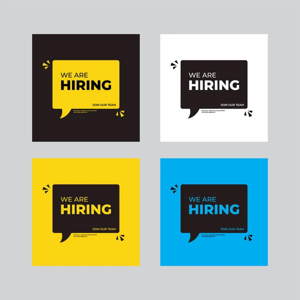 Collection Job Vacancy Template Design Pack Hiring Isolated Black Background — ストックベクタ