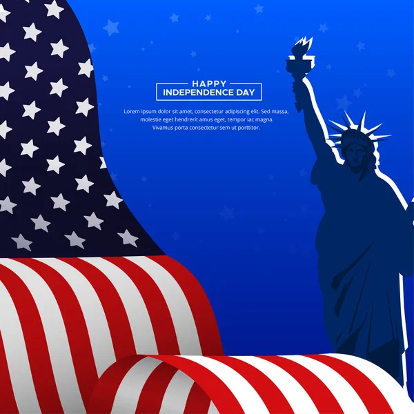 Elegante Bandera Ondulada Del Diseño Del Día Independencia Americana Con — Archivo Imágenes Vectoriales
