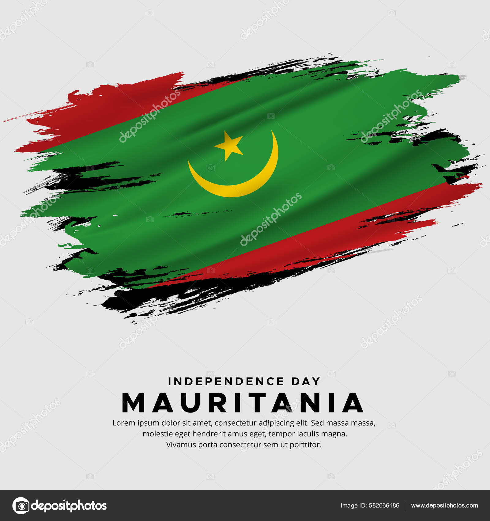 Nouveau Design Mauritanie Vecteur Jour L'indépendance Drapeau Mauritanien  Avec Vecteur Vecteur par ©rbtart 582066186