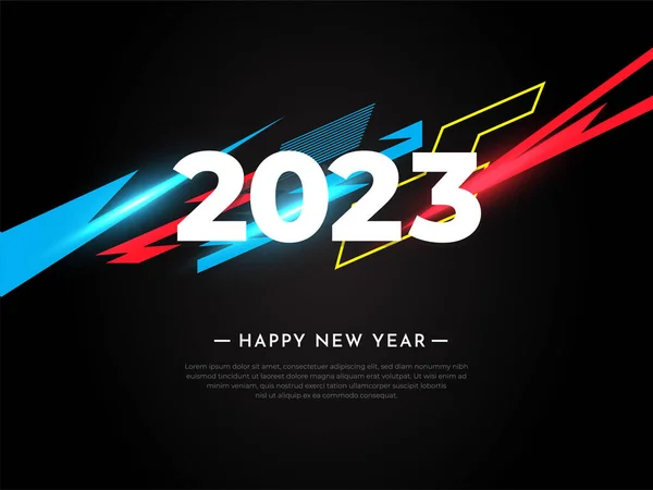卓越的现代快乐新年2023设计背景与抽象几何风格矢量 — 图库矢量图片