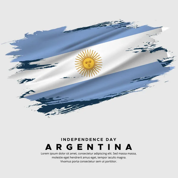 Argentina独立日向量的新设计 带有抽象画笔向量的阿根廷国旗 — 图库矢量图片