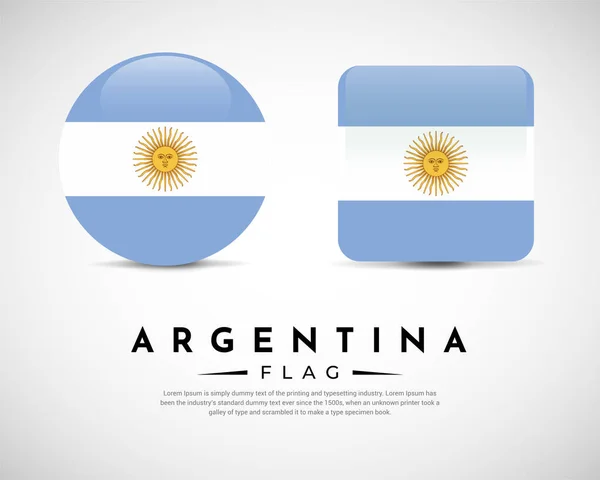 Vetor Ícone Bandeira Realista Argentina Conjunto Bandeira Argentina Emblema Vetor — Vetor de Stock