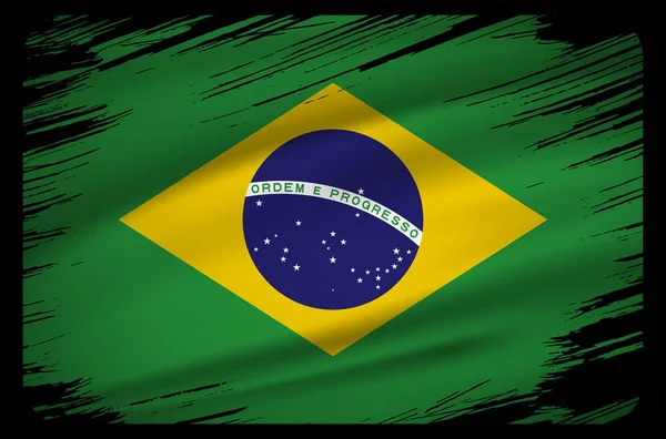 Vetor Fundo Bandeira Brasil Ondulado Com Estilo Pincel Dia Independência — Vetor de Stock