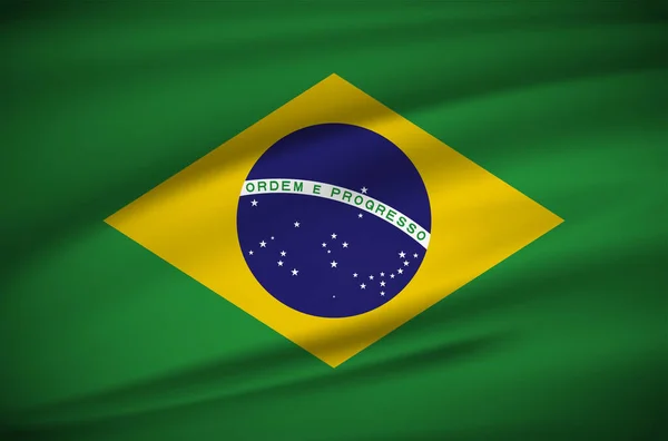 Vetor Fundo Bandeira Brasil Ondulado Realista Dia Independência Brasil Ilustração — Vetor de Stock