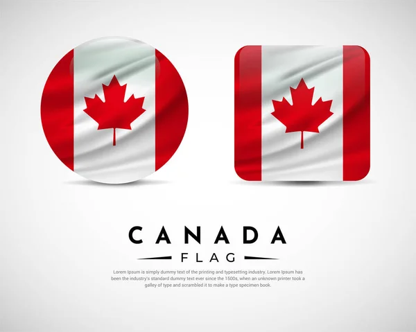 現実的なカナダの旗のアイコンベクトル カナダの旗の紋章ベクトルのセット — ストックベクタ