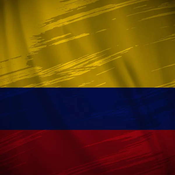 Wavy Colombia Flagge Hintergrund Vektor Mit Pinselstrich Stil Illustration Zum — Stockvektor