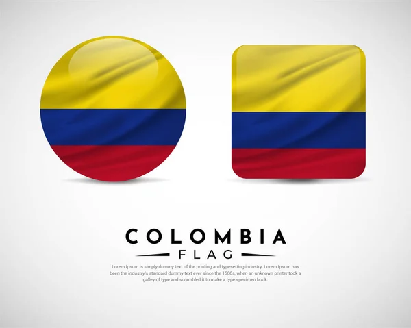 Realistische Kolumbianische Flaggensymbole Set Emblem Der Kolumbianischen Flagge Vecto — Stockvektor