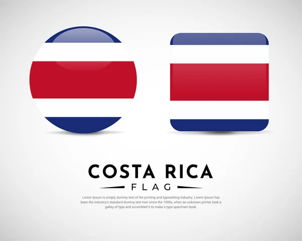 Vecteur Icône Drapeau Costa Rica Réaliste Ensemble Vecteur Emblème Drapeau — Image vectorielle