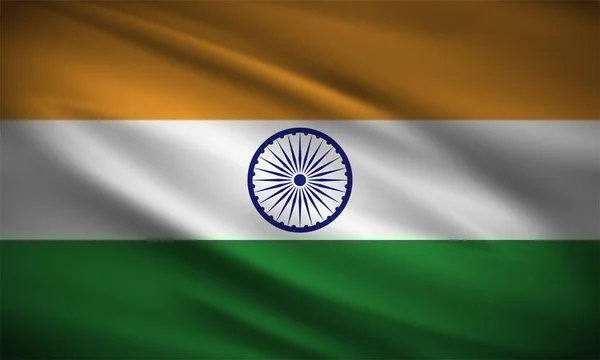 Realistická Vlnitá Vlajka Indického Pozadí Vektoru Indie Vlnitá Vlajka Vecto — Stockový vektor