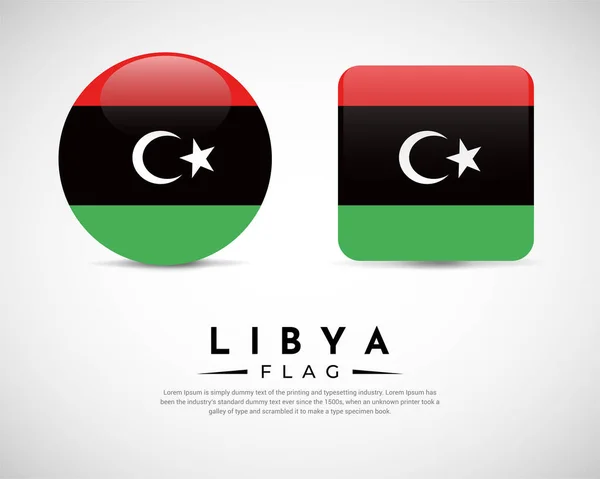 Realistisch Libië Vlag Pictogram Vector Vecto Van Het Vlaggenembleem Van — Stockvector