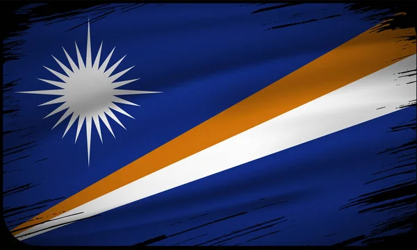 Wavy Marshall Islands Flagge Hintergrund Vektor Mit Pinselstrich Stil Marshallinseln — Stockvektor