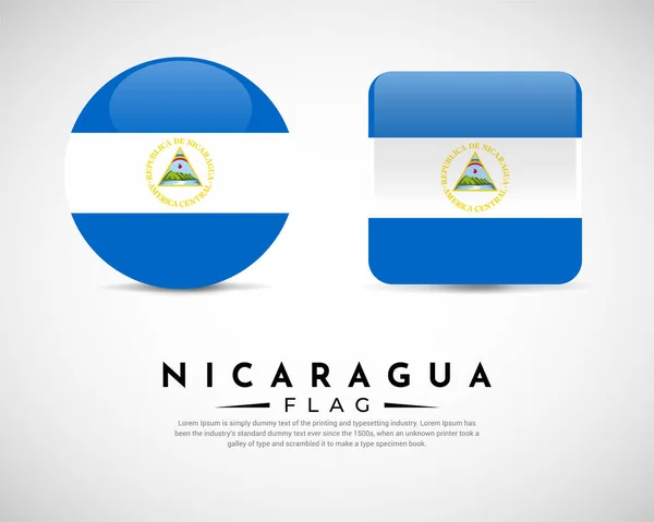 Vetor Ícone Bandeira Nicarágua Realista Conjunto Nicarágua Bandeira Emblema Vetor — Vetor de Stock