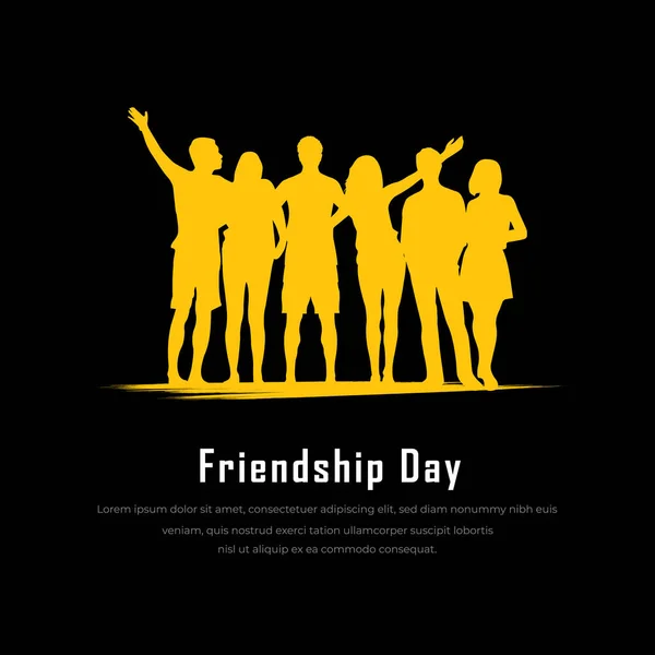 New Design Friendship Day Design Cheerful Youth Silhouette Vector — Stock vektor