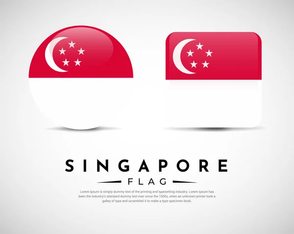 Icono Realista Bandera Singapur Vector Juego Vector Emblema Bandera Singapur — Vector de stock