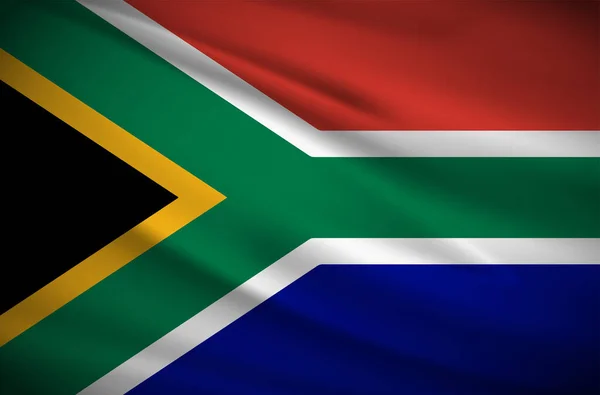 Realistic Wavy South Africa Flag Background Vector Inglês África Sul — Vetor de Stock